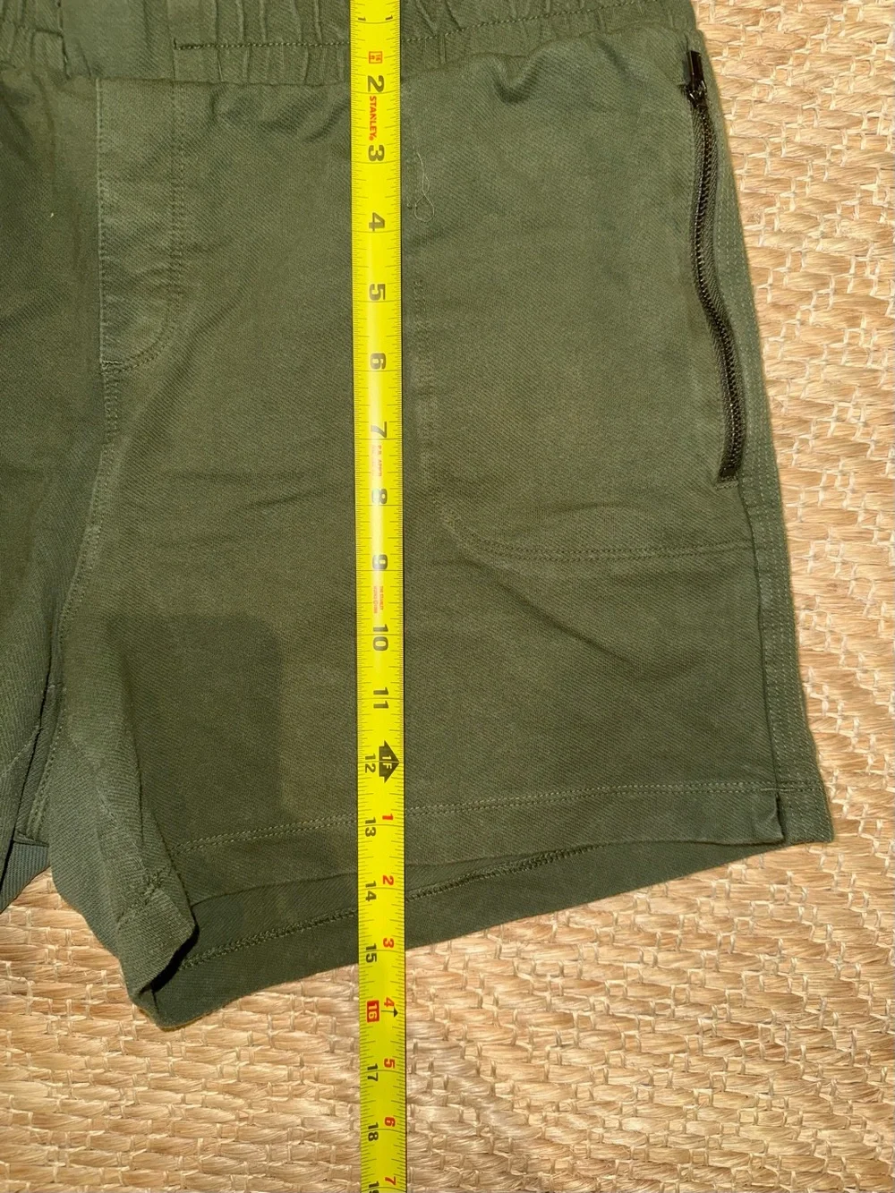 Olive Green Casual Zip Pocket Shorts